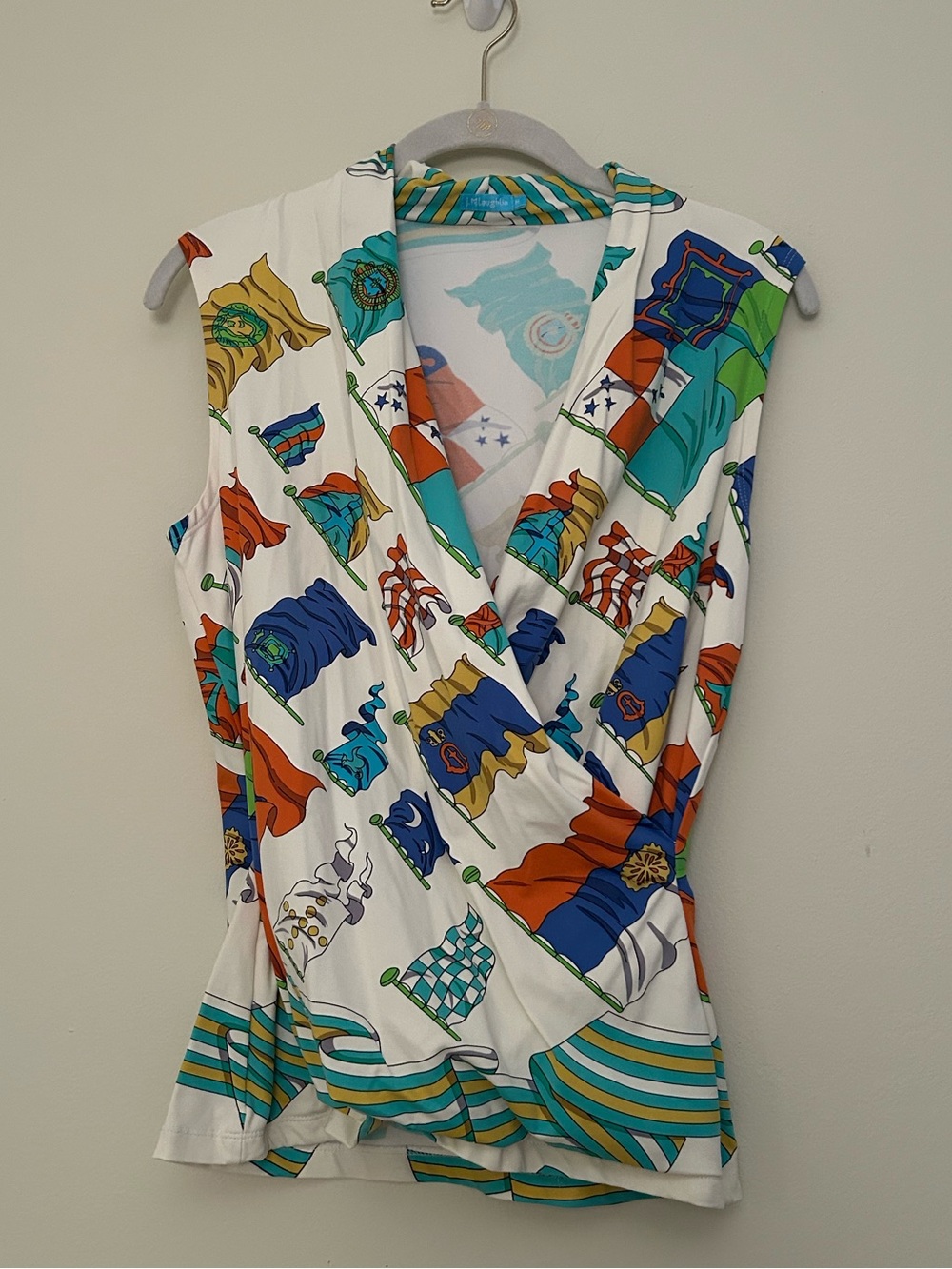 J. McLaughlin Nautical Flag Sleeveless Wrap Top